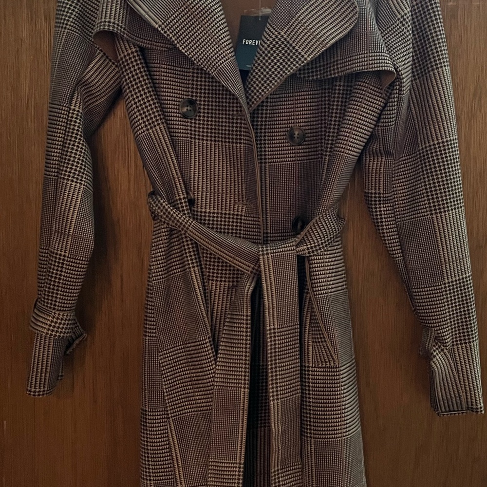 Plaid trench coat